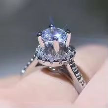 Sterling Silver Ring Simulation Diamond CZ Ring,
