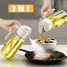 1-2PCS 2in1 Olive Oil Dispenser Bottle 500ml Plastic Oil Sprayer